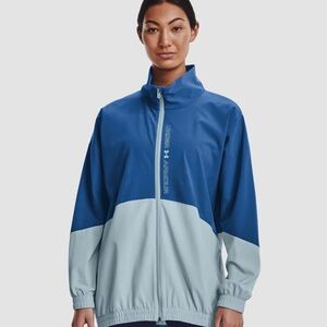 Under Armour Two-Tone Blue and Light Gray Full Zip Wind Jacket — Small